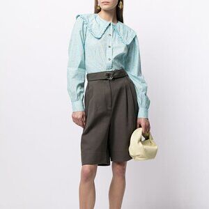 GANNI puritan-collar floral shirt